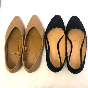 tan and black flats